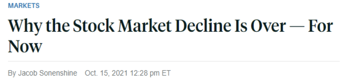 , Timing the Market, Satovsky Asset Management